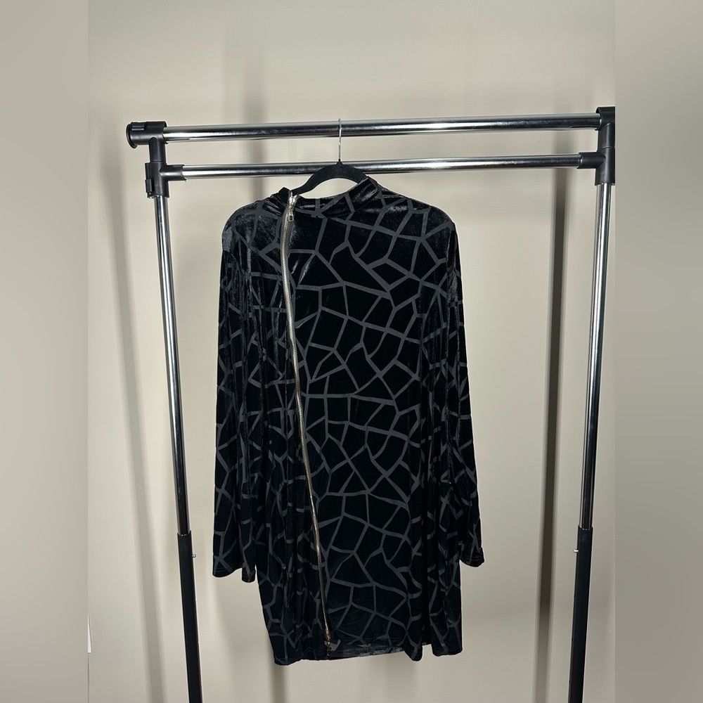 Black Geometric Long Sleeve Dress | 4XL